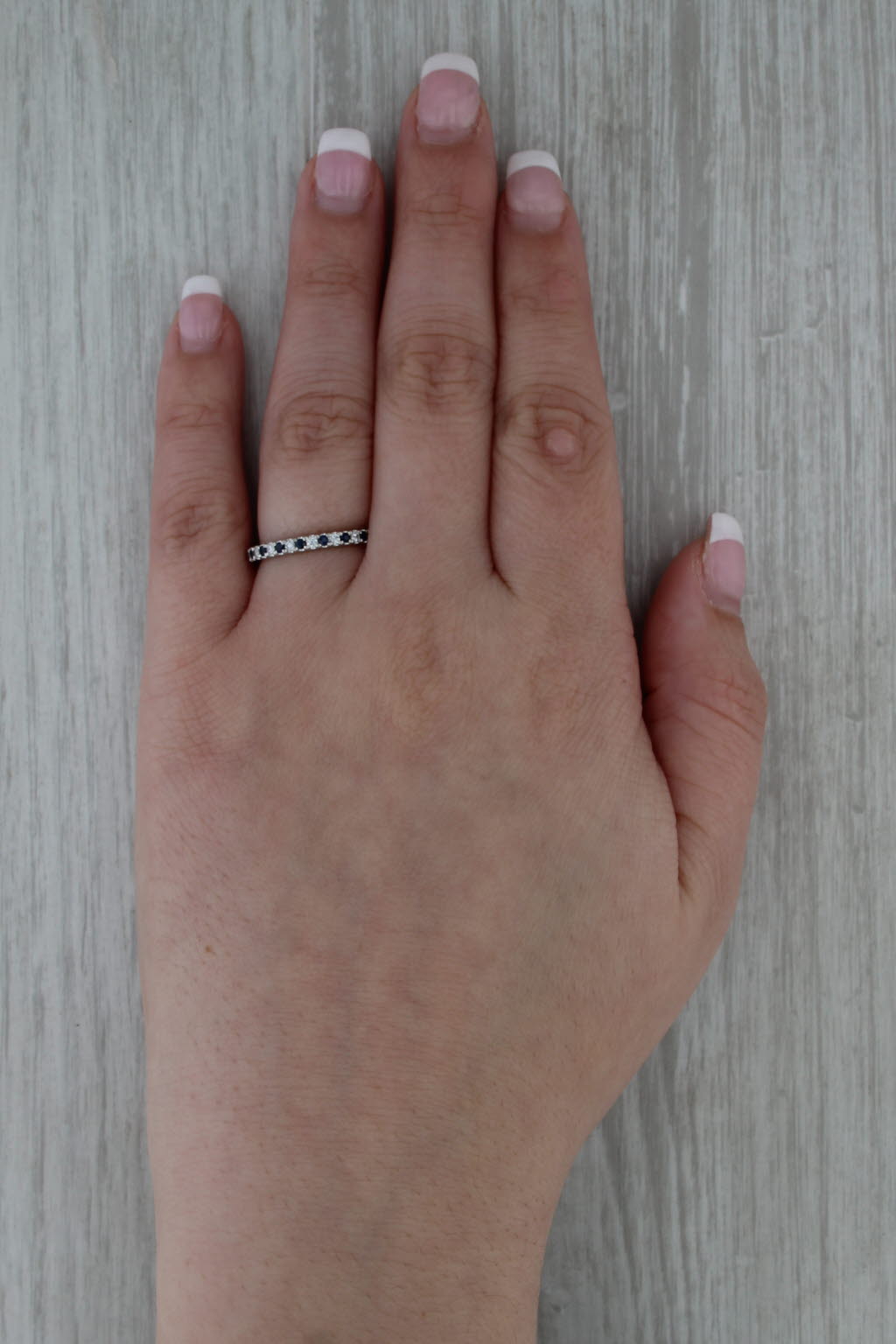 Vera Wang Love 0.34ctw Sapphire Diamond Band 14k Gold Stackable Wedding Ring