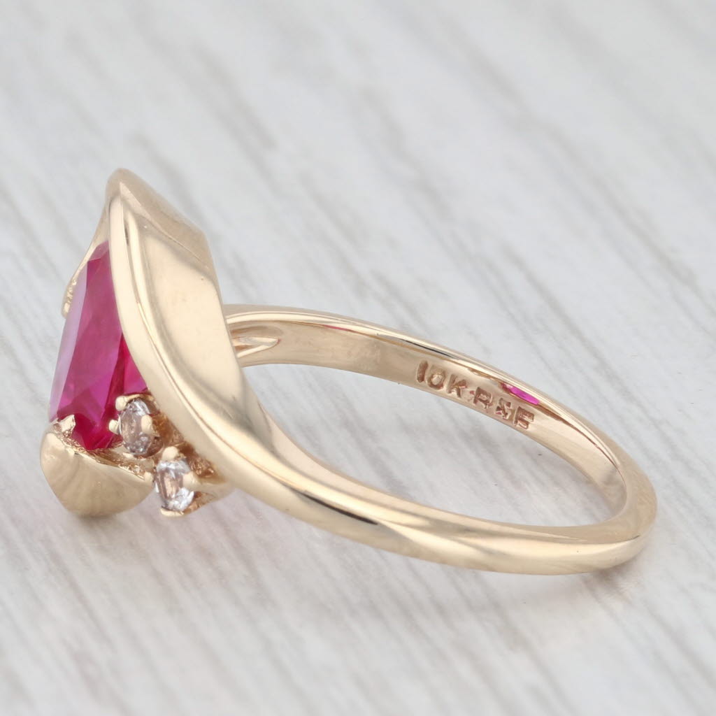 Light Gray 2.50ctw Lab Created Ruby Cubic Zirconia Ring 10k Yellow Gold Size 6.25 Bypass