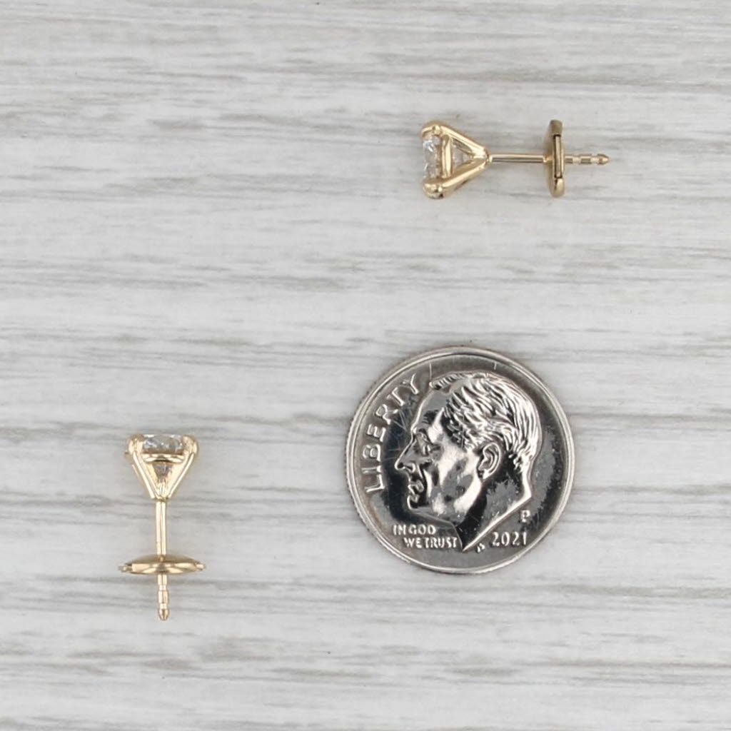 New 1.42ctw Diamond Solitaire Stud Earrings 14k Yellow Gold Round GIA Studs