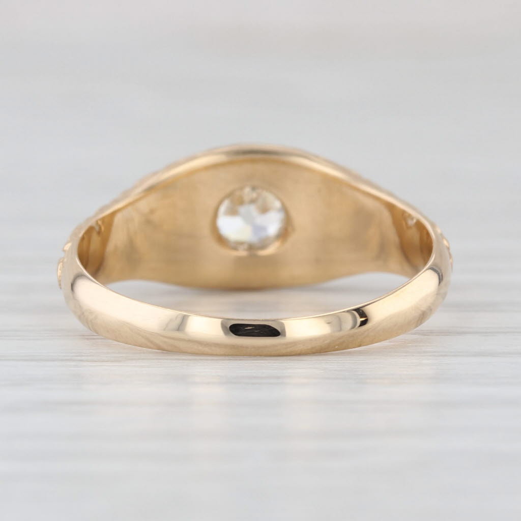 Antique Old Mine Cut 0.38ct Diamond Solitaire Ring 14k Yellow Gold Engagement