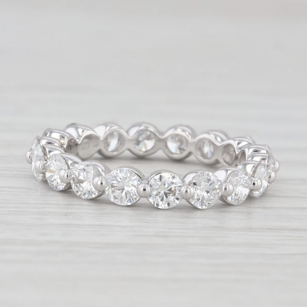 Light Gray 2ctw Diamond Eternity Wedding Ring 14k White Gold Anniversary Stackable Band