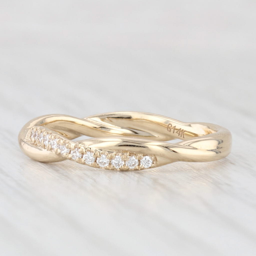 Light Gray New 0.17ctw Diamond Wedding Band 14k Yellow Gold Stackable Anniversary Ring 6.5