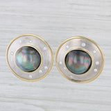Gray Made Pearl 0.46ctw Diamond Statement Earrings 14k 18k Gold Clip On Signed