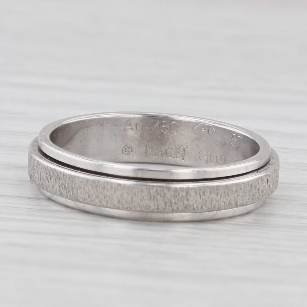 Light Gray Spinning Worry Ring 18k White Gold Size 57 8 Wedding Band Brushed Center Moves