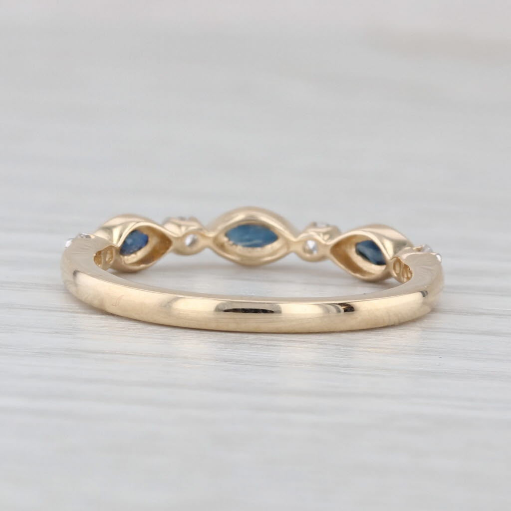 New 0.44ctw Blue Sapphire Diamond Ring 10k Gold Stackable Wedding Band Size 7