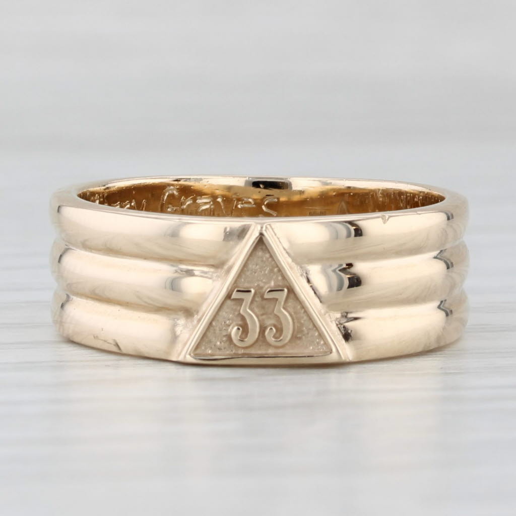 Light Gray 33rd Degree Masonic Scottish Rite Ring 10k Gold Size 9.25 Wedding Band