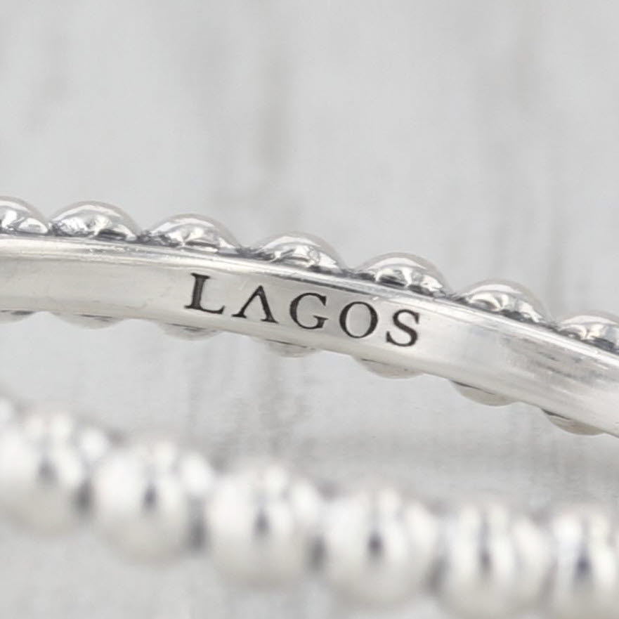 Lagos Caviar Spark Pave Diamond Ring Sterling Silver Size 7.25