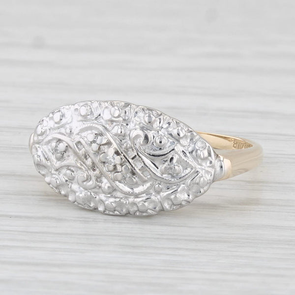 Vintage Diamond Princess Ring 14k White Yellow Gold Size 6.25