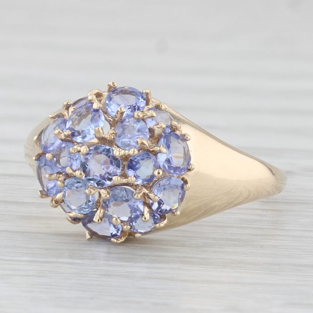 Light Gray 1.50ctw Tanzanite Cluster Ring 10k Yellow Gold Size 7.75