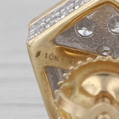 0.64ctw Diamond Cluster Halo Stud Earrings 10k Yellow Gold Screw Back Studs