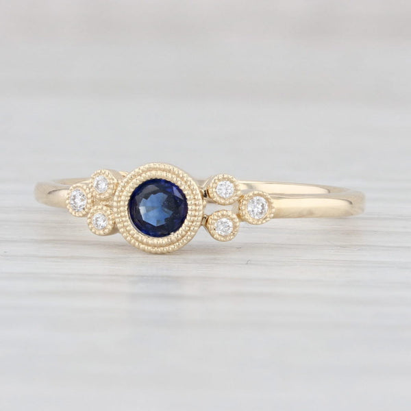 Light Gray New 0.36ctw Blue Sapphire Diamond Ring 14k Yellow Gold Size 6.5 Engagement