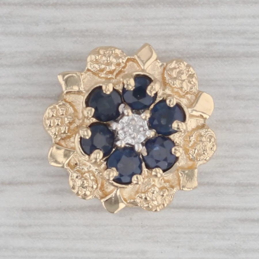 Gray Richard Klein 0.50ctw Blue Sapphire Flower Slide Bracelet Charm 14k Gold Vintage