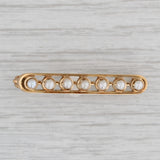 Cultured Pearl Bar Pin 14k Yellow Gold Vintage Brooch