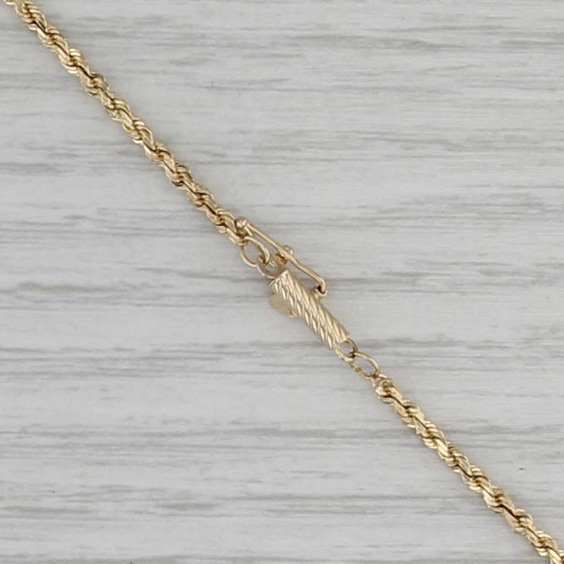 20" Rope Chain 14k Yellow Gold Tube Clasp 2mm