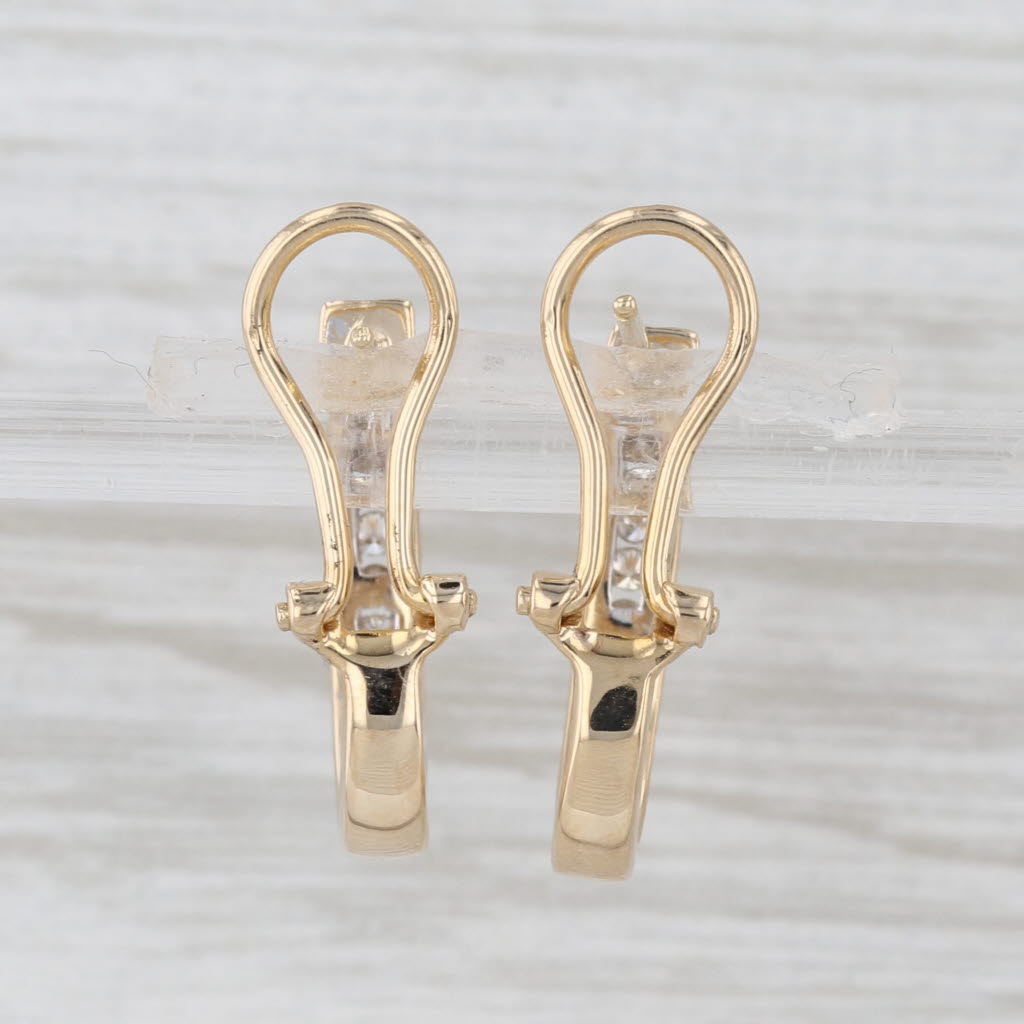 0.20ctw Diamond Journey J-Hook Earrings 14k Yellow Gold Omega Backs