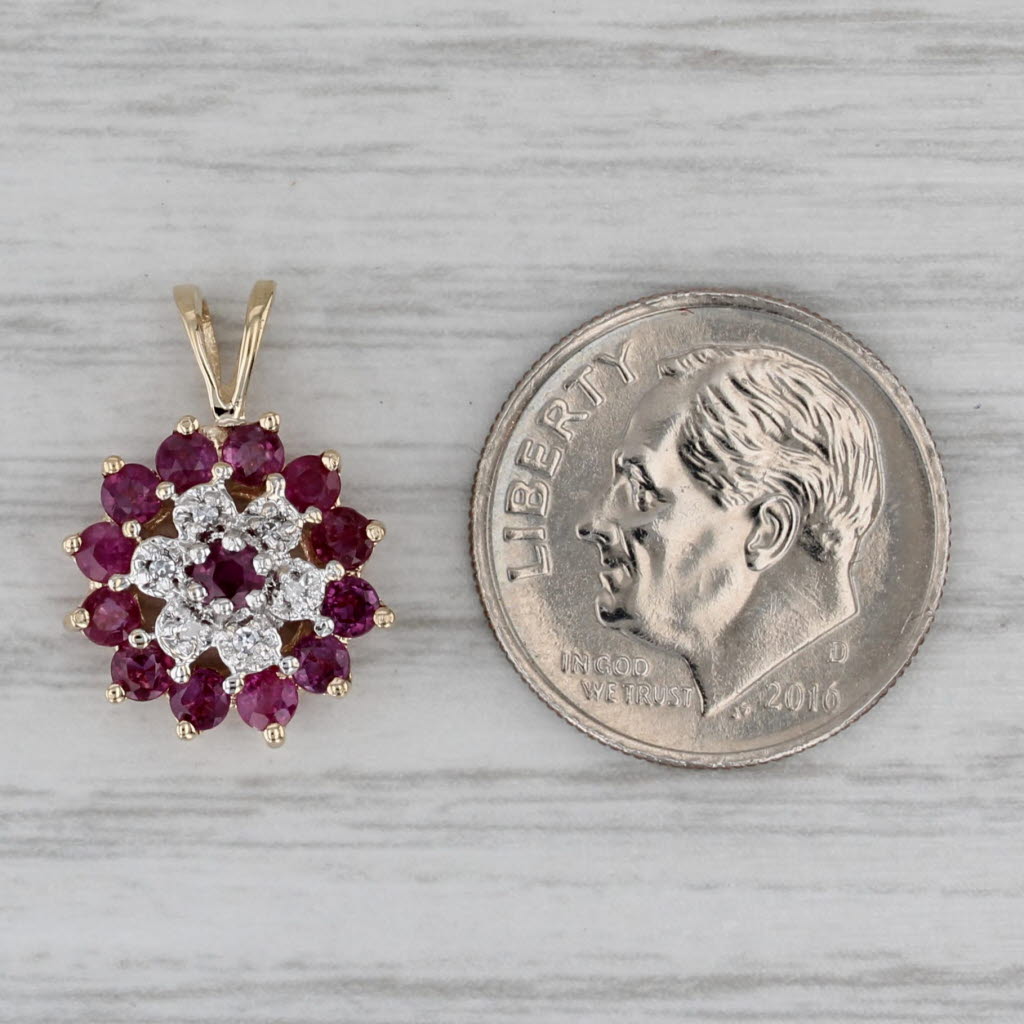 Gray 0.58ctw Ruby Diamond Pendant 14k Yellow Gold Small Drop