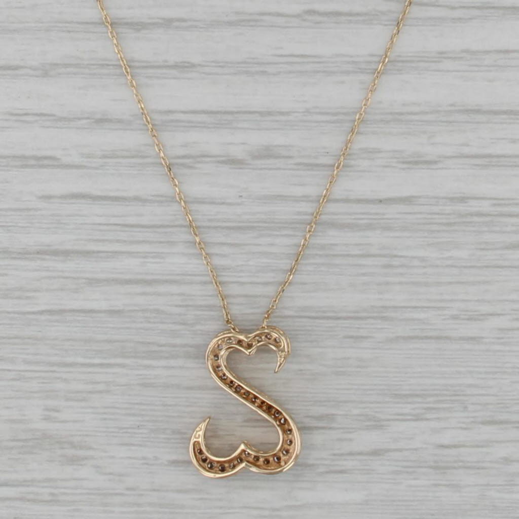 0.20ctw Diamond Open Hearts Pendant Necklace 14k Gold Cable Chain Jane Seymour