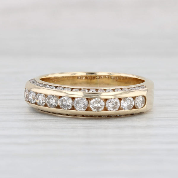 Light Gray 0.88ctw Diamond Wedding Band 14k Yellow Gold Sz 7.75 Anniversary Stackable Ring