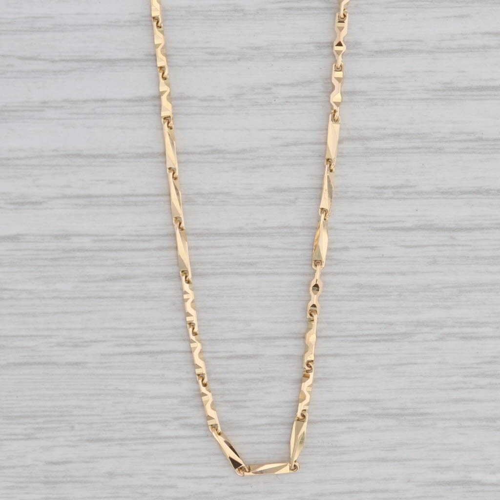 Gray Beveled Link Chain Necklace 18k Yellow Gold 19.5" 1.5mm