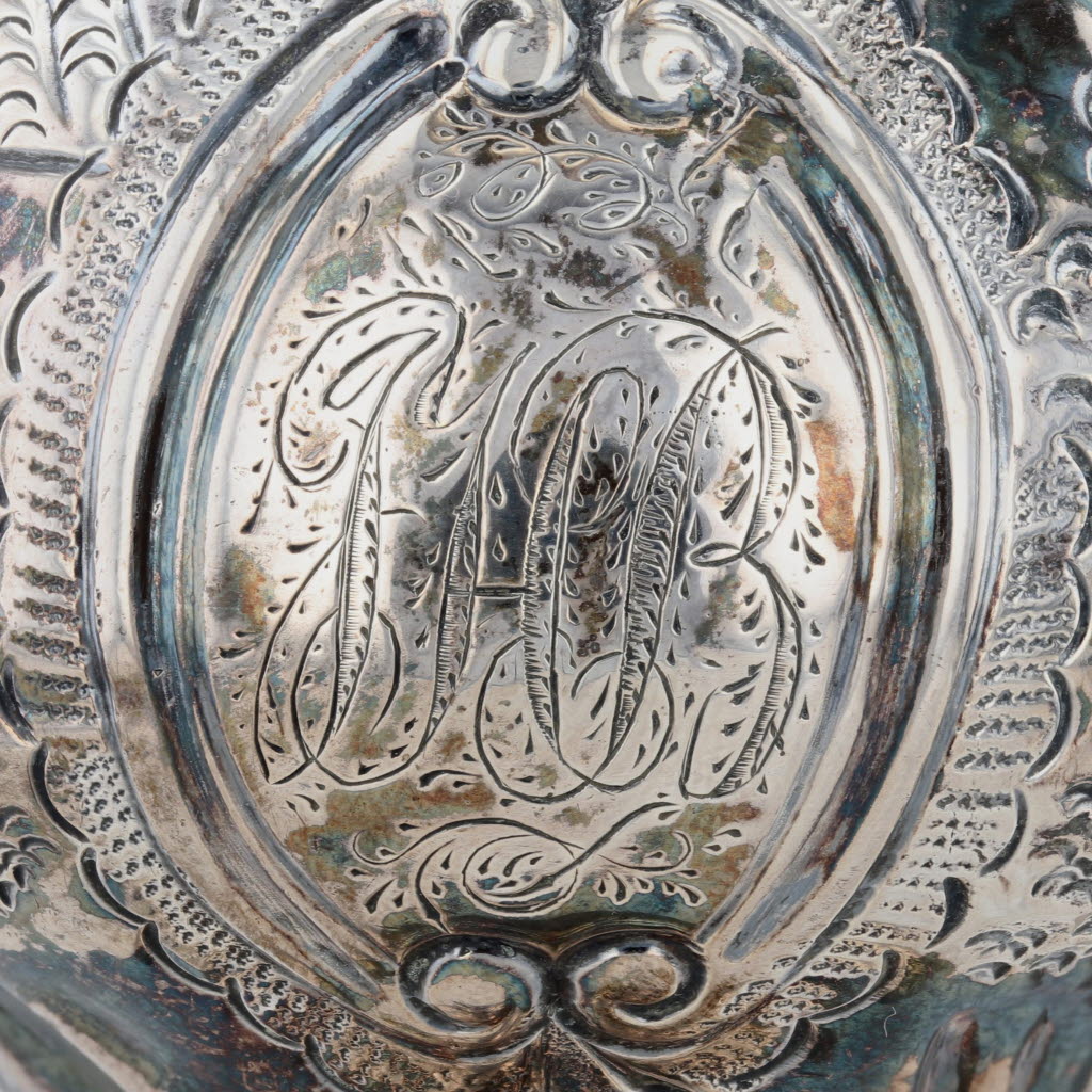 1816 Antique Pastoral Cream Pot Pitcher Sterling Silver Monogrammed Tea Coffee