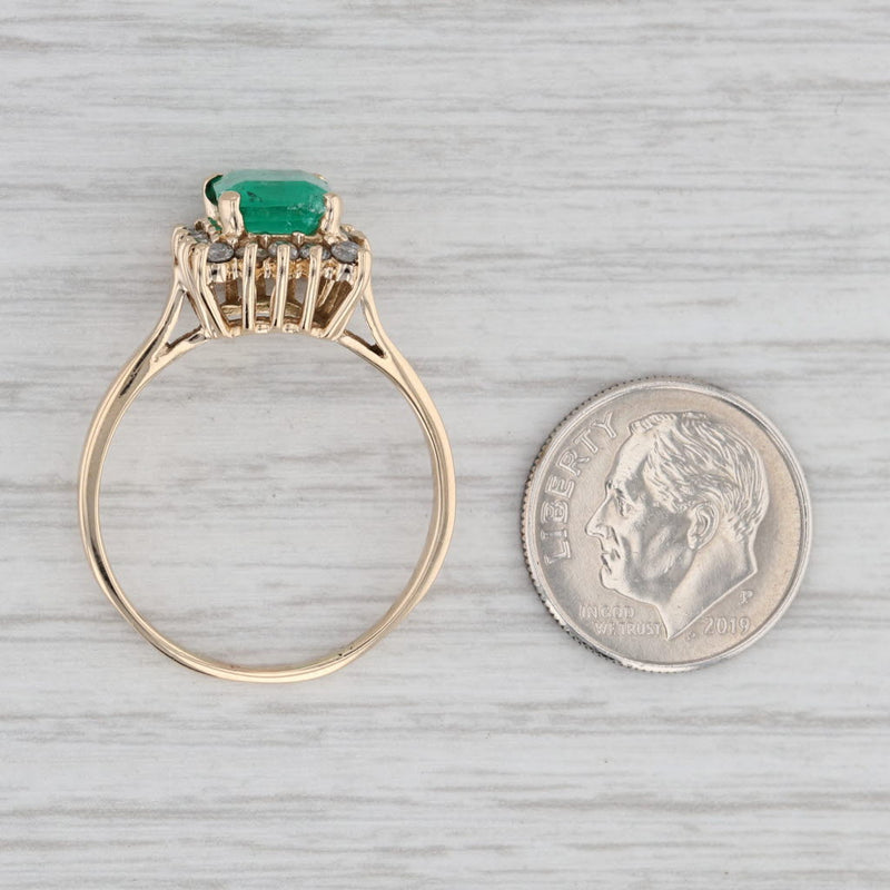 Gray 2.40ctw Emerald Diamond Halo Ring 14k Yellow Gold Size 10.75 Engagement
