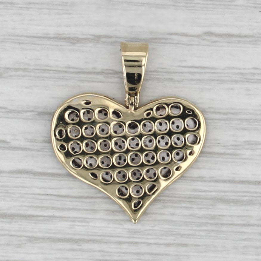 0.50ctw Diamond Heart Pendant 10k Yellow White Gold Gold Layered Halo