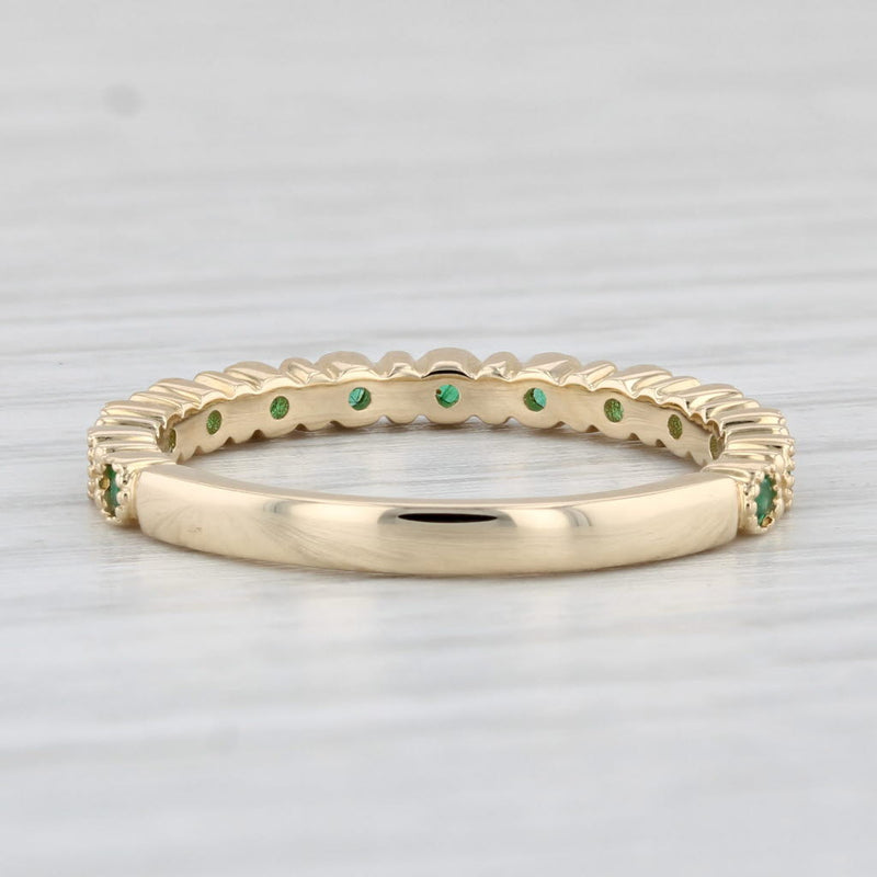 New 0.17ctw Stackable Emerald Ring 14k Yellow Gold Wedding Band Size 6.5