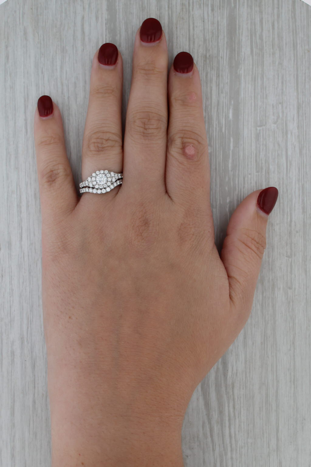 1.30ctw LEO Diamond Engagement Ring Wedding Band Bridal Set 14k White Gold Sz 7