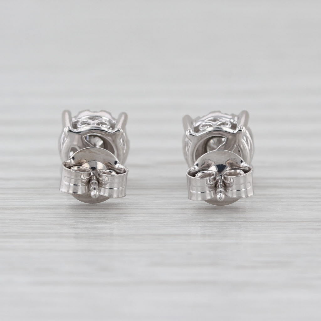 0.24ctw Diamond Halo Stud Earrings 14k White Gold Round Studs Butterfly Backs