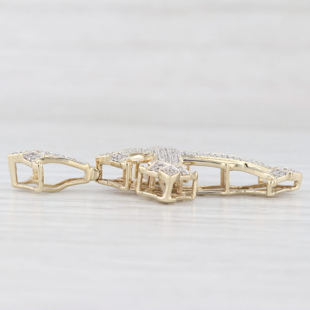 Light Gray 0.50ctw Pave Diamond Cross Pendant 10k Yellow Gold Ornate Statement