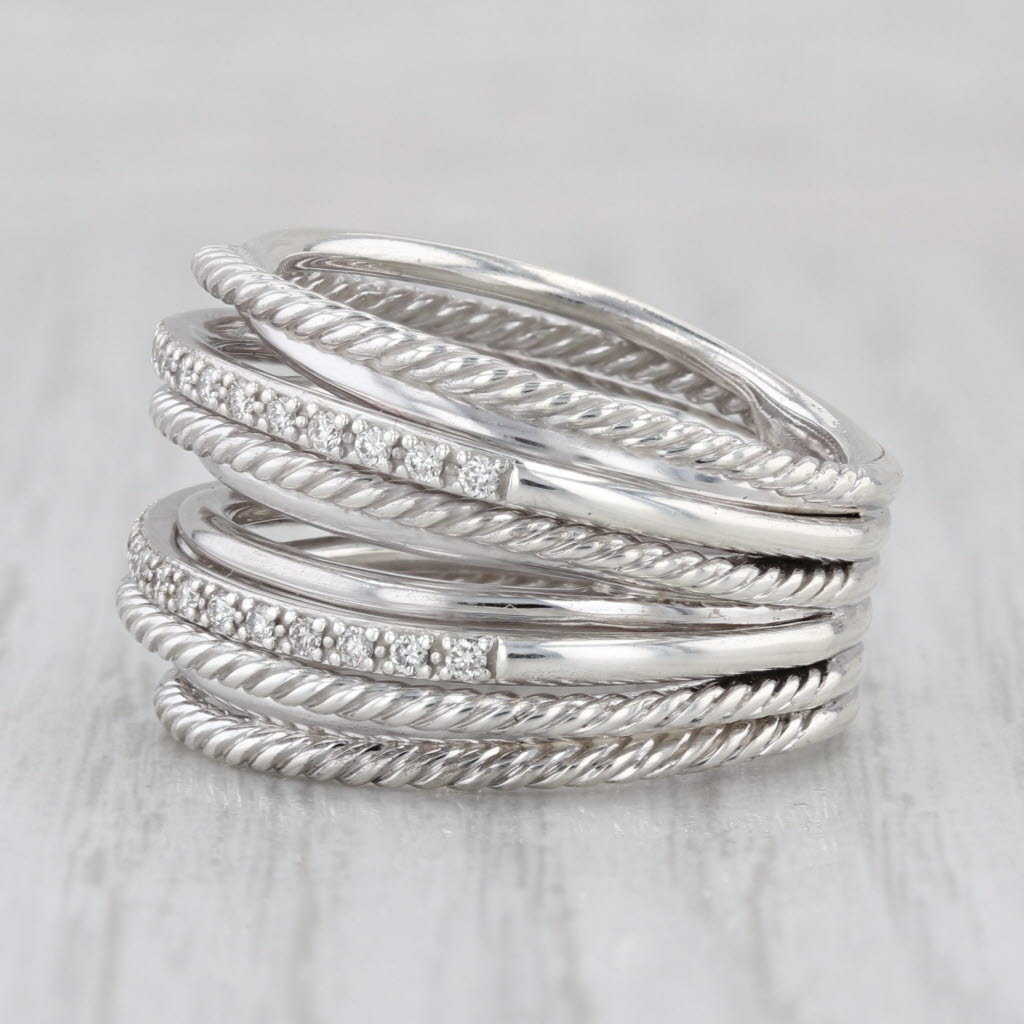 0.30ctw Diamond David Yurman Crossover Ring Sterling Silver Multi-Band Size 9.25