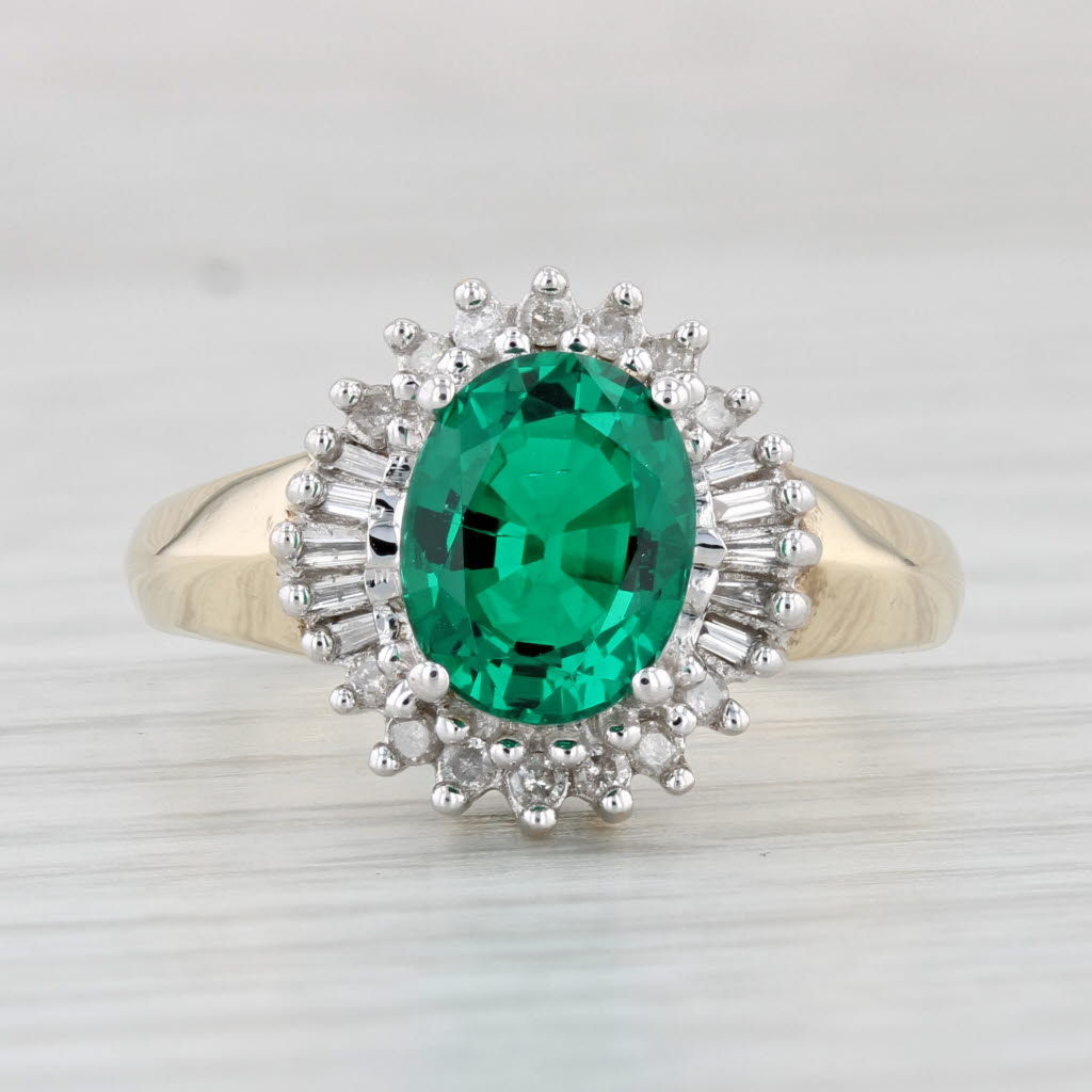 Light Gray 2.05ctw Oval Lab Created Emerald Diamond Halo Ring 10k Yellow Gold Size 8