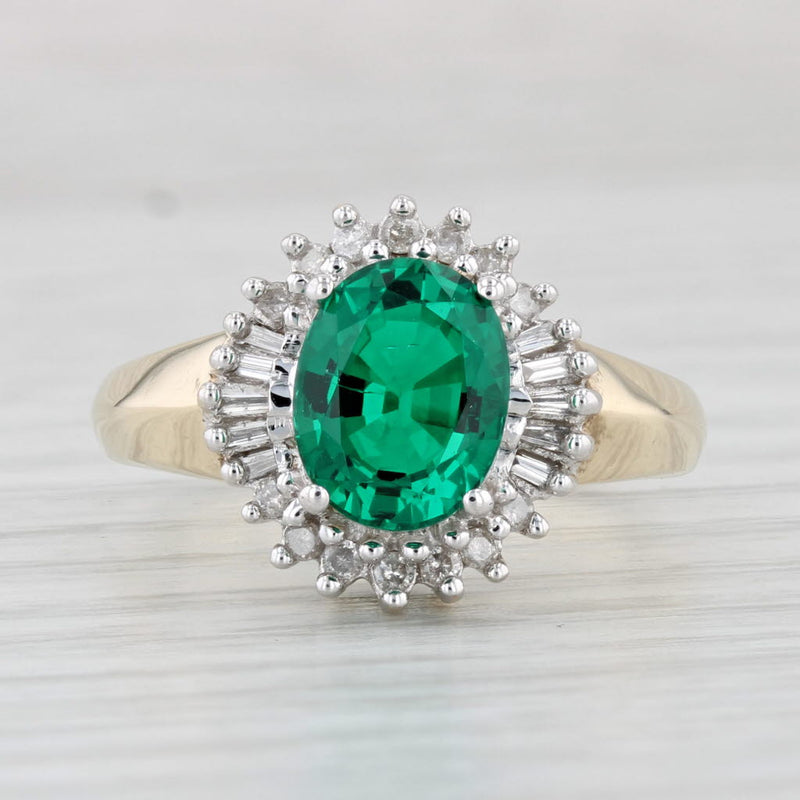Light Gray 2.05ctw Oval Lab Created Emerald Diamond Halo Ring 10k Yellow Gold Size 8