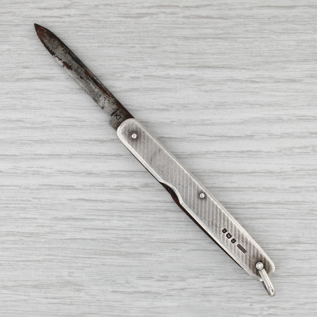 Antique Sampson Mordan London Pocket Knife Sterling Silver Iron Double Blade