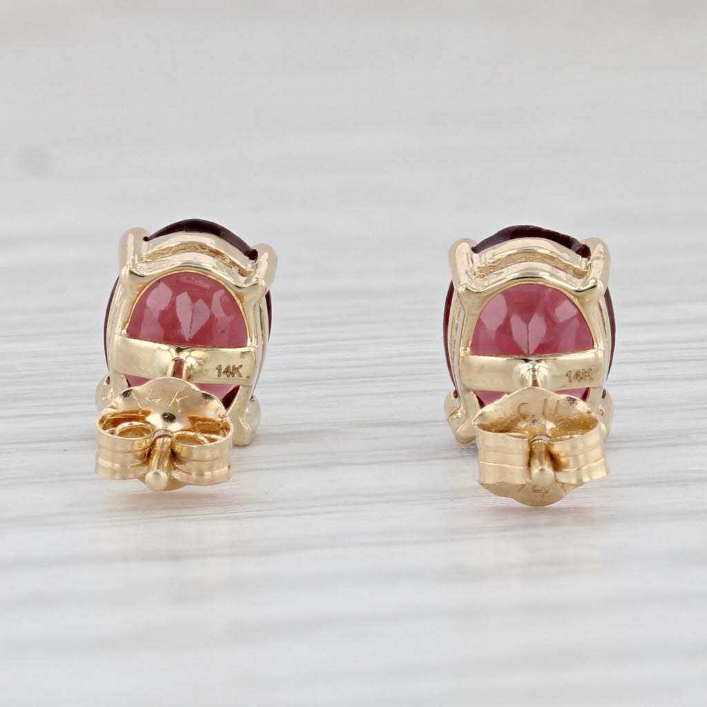 Light Gray 2.40ctw Rhodolite Garnet Stud Earrings 14k Yellow Gold Oval Solitaires