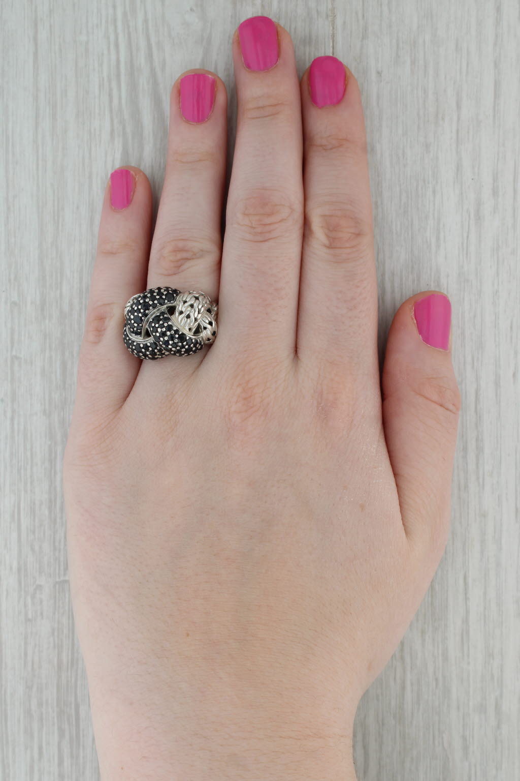 Dark Gray John Hardy Lava Braided 5ctw Blue Sapphire Knot Cocktail Ring Sterling Silver