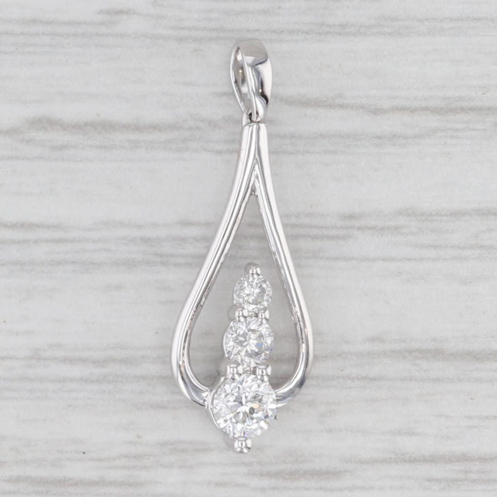 0.30ctw Diamond 3-Stone Teardrop Pendant 10k White Gold