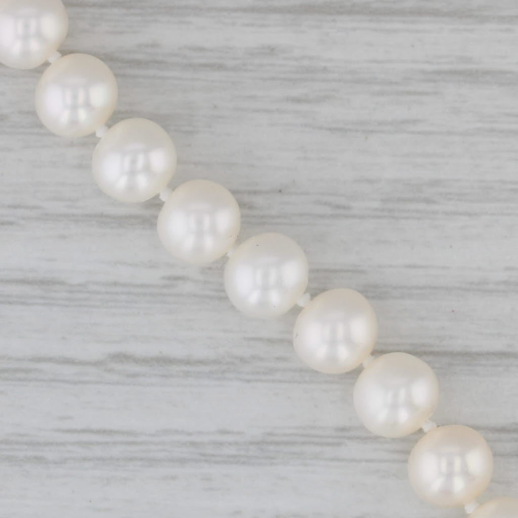 Gray 7" Single Cultured Pearl Strand Bracelet 14k White Gold 6.7mm