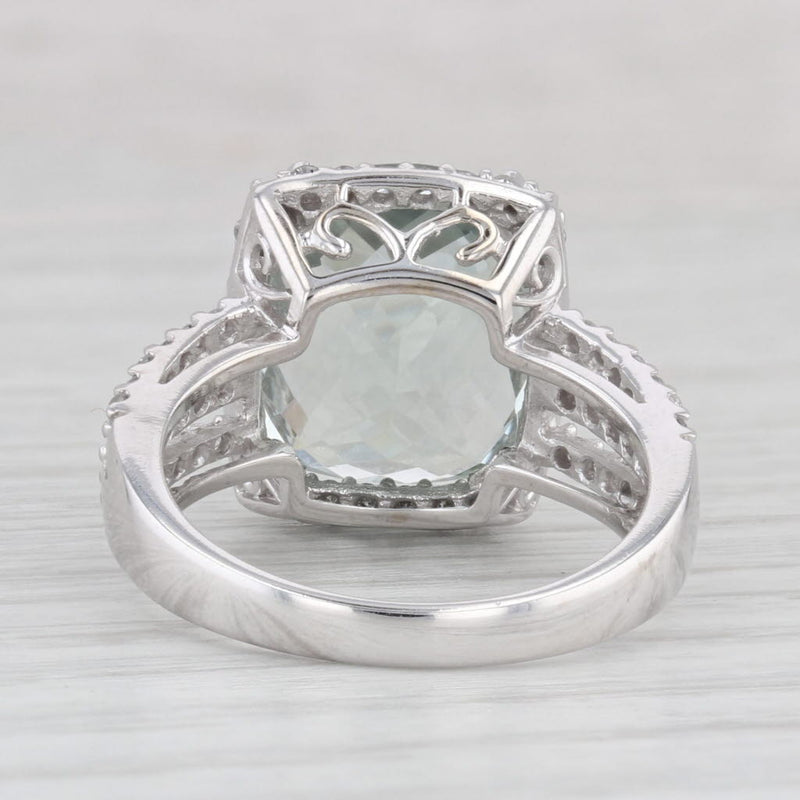 7.37ctw Prasiolite Green Amethyst Diamond Halo Ring 14k White Gold Size 7.25