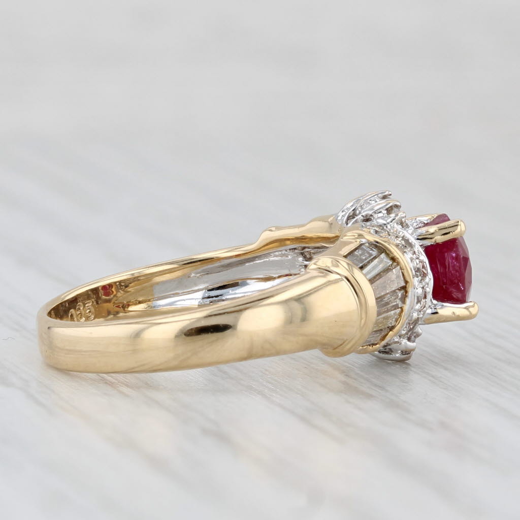 Light Gray Ruby Diamond Halo Ring 18k Yellow Gold Size 6.25 Engagement Style