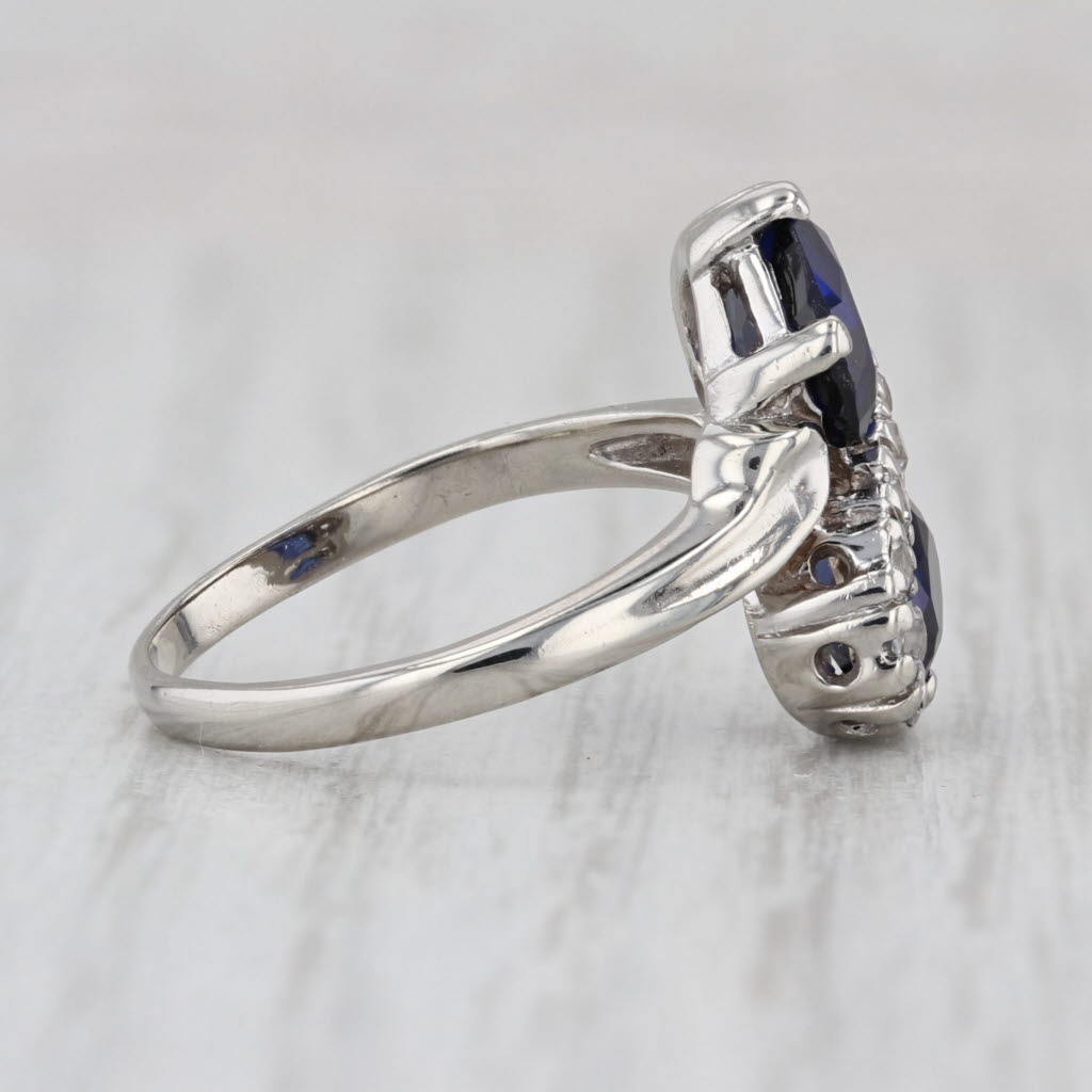 3.18ctw Lab Created Blue Sapphire Spinal Bypass Ring 10k White Gold Size 7.5