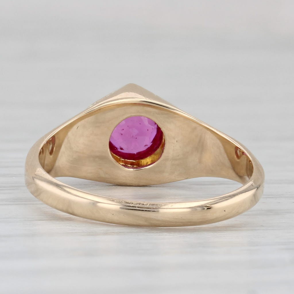 Gray Vintage 0.68ct Lab Created Ruby Solitaire Ring 10k Yellow Gold Size 5.25