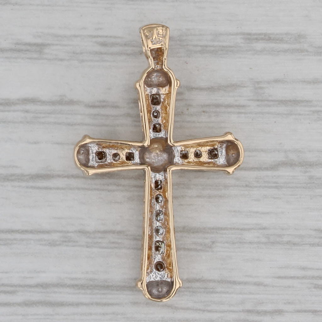 Gray 0.23ctw Diamond Cross Pendant 14k Yellow Gold