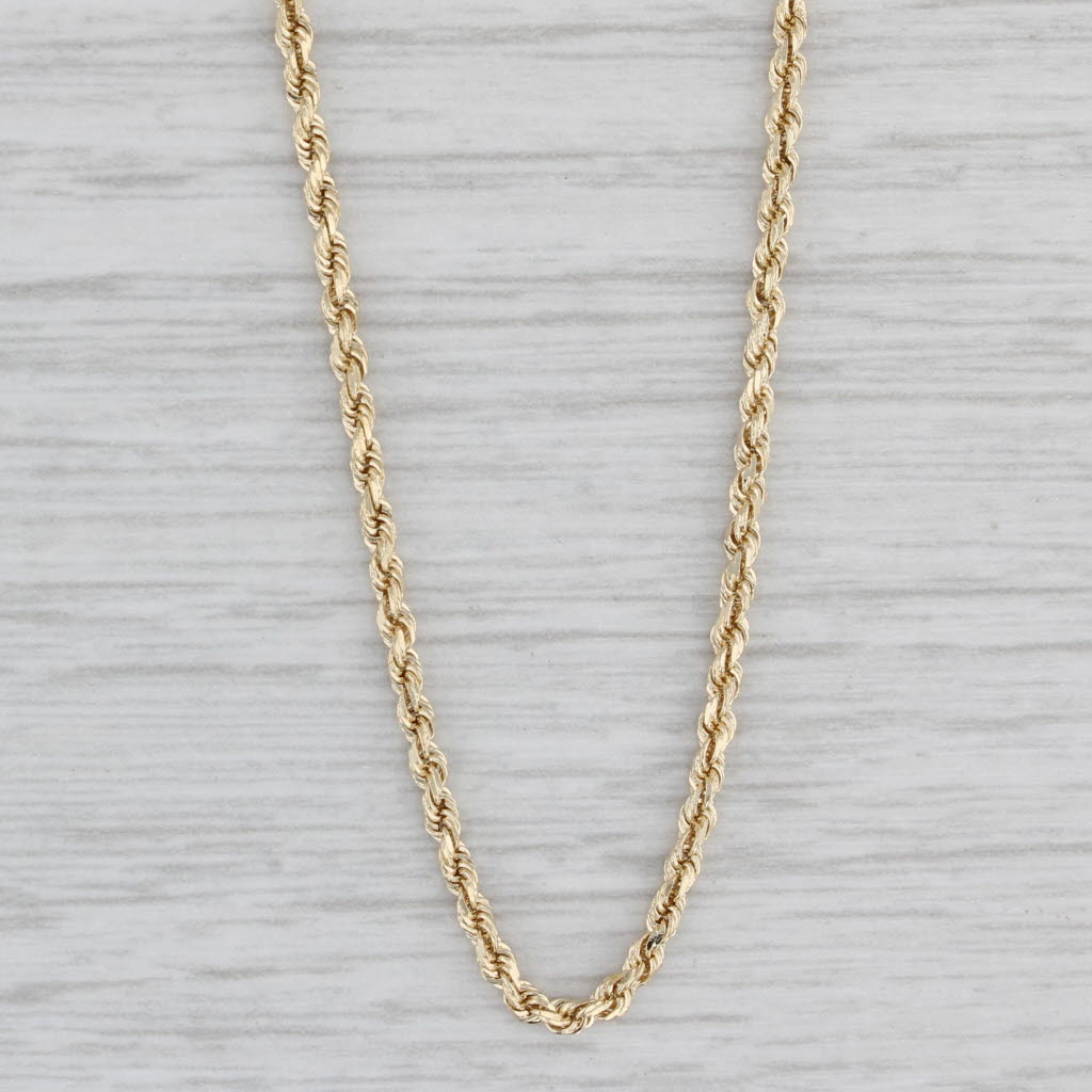 Gray Rope Chain Necklace 14k Yellow Gold 20" 1.8mm