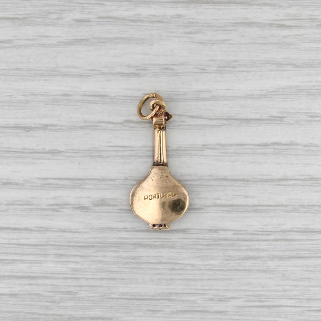 Antique Portuguese Guitar Charm 18k-19k Gold Enamel Portugal Souvenir Pendant