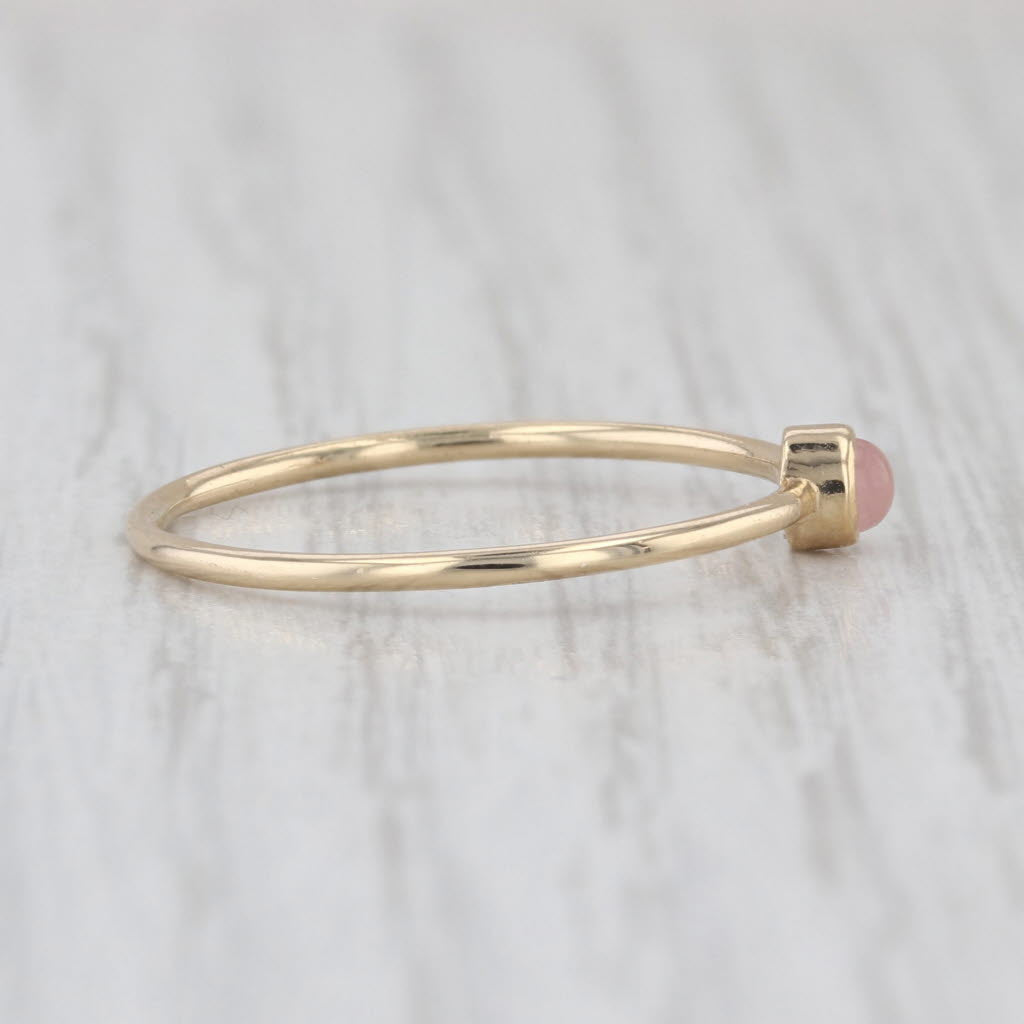 Pink Rose Quartz Solitaire Ring 14k Yellow Gold Size 9 Stackable