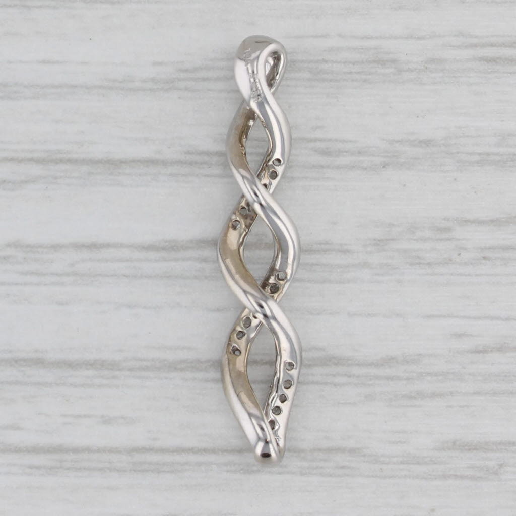 Gray 0.10ctw Diamond Twist Journey Pendant 10k White Gold Spiral Drop