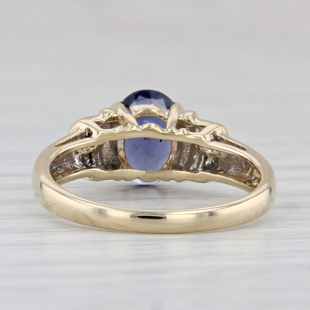 Light Gray 0.93ctw Iolite Diamond Ring 14k Yellow Gold Size 6