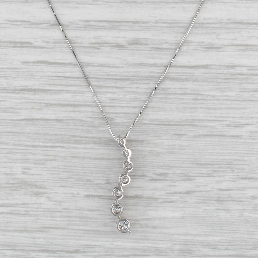 0.50ctw Graduated Diamond Journey Pendant Necklace 14k White Gold 18" Box Chain