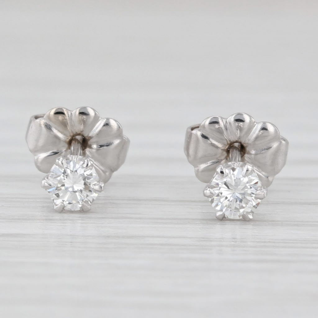Light Gray 0.23ctw Diamond Round Solitaire Stud Earrings 14k White Gold